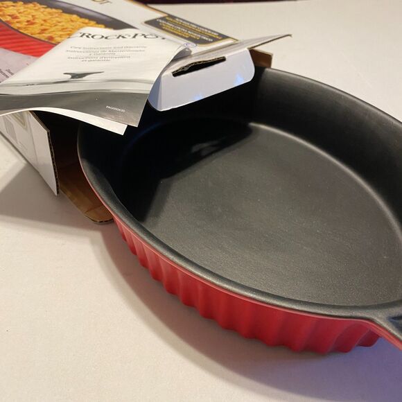 Crock Pot Non-Stick Stoneware Casserole Dish Non-Electric Cookware Red New - Picture 5 of 5